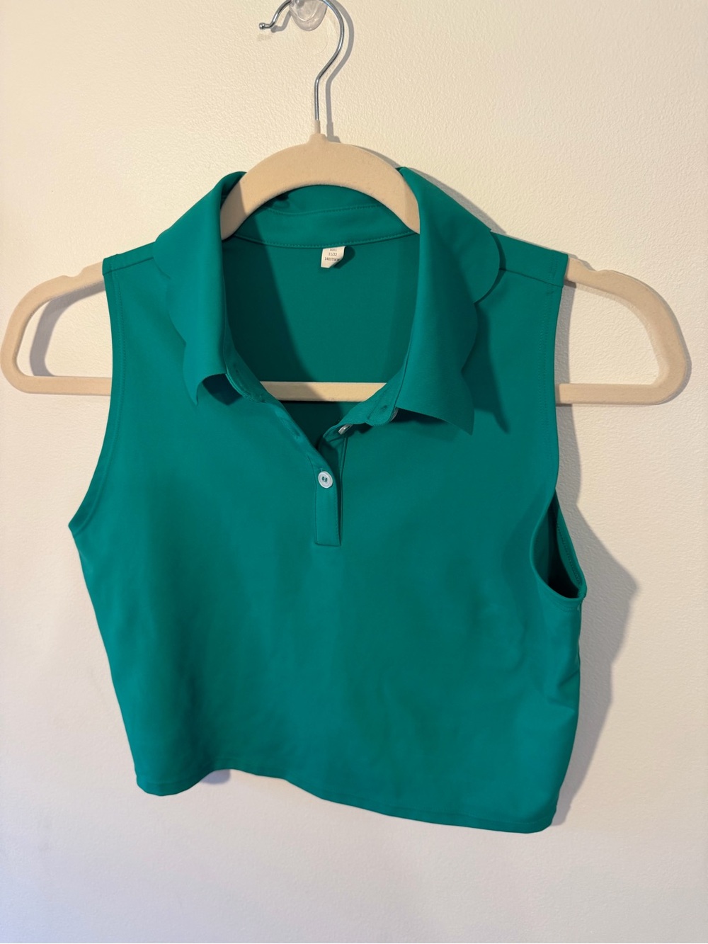 Sleeveless Polo Crop Top in Green
